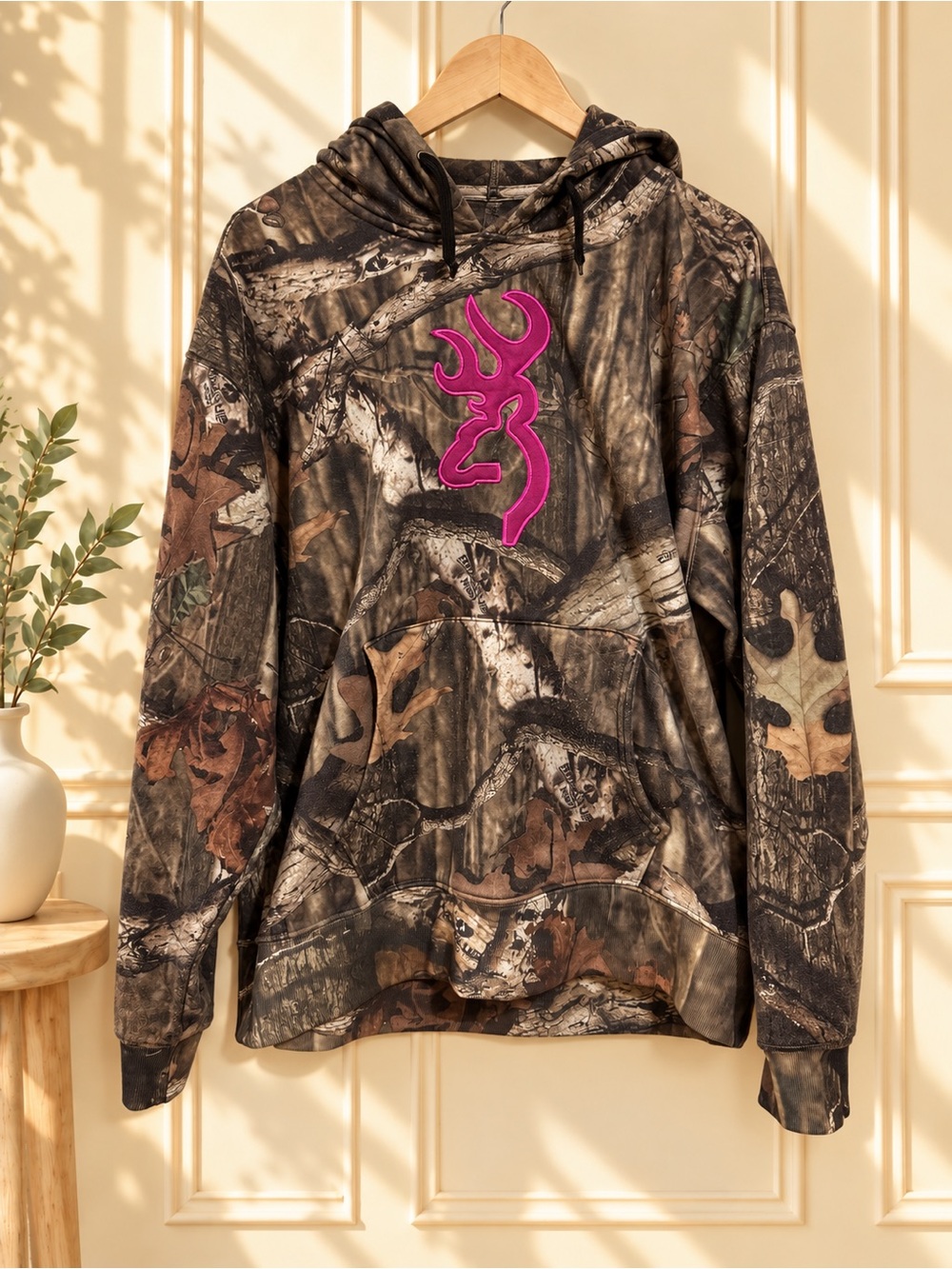 Browning Womens Camo Hoodie with Pink Logo Size XL